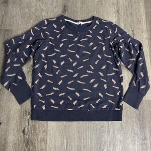 Boden Women's S Navy Renee Sweatshirt Shooting Stars Lightning Bolts Print